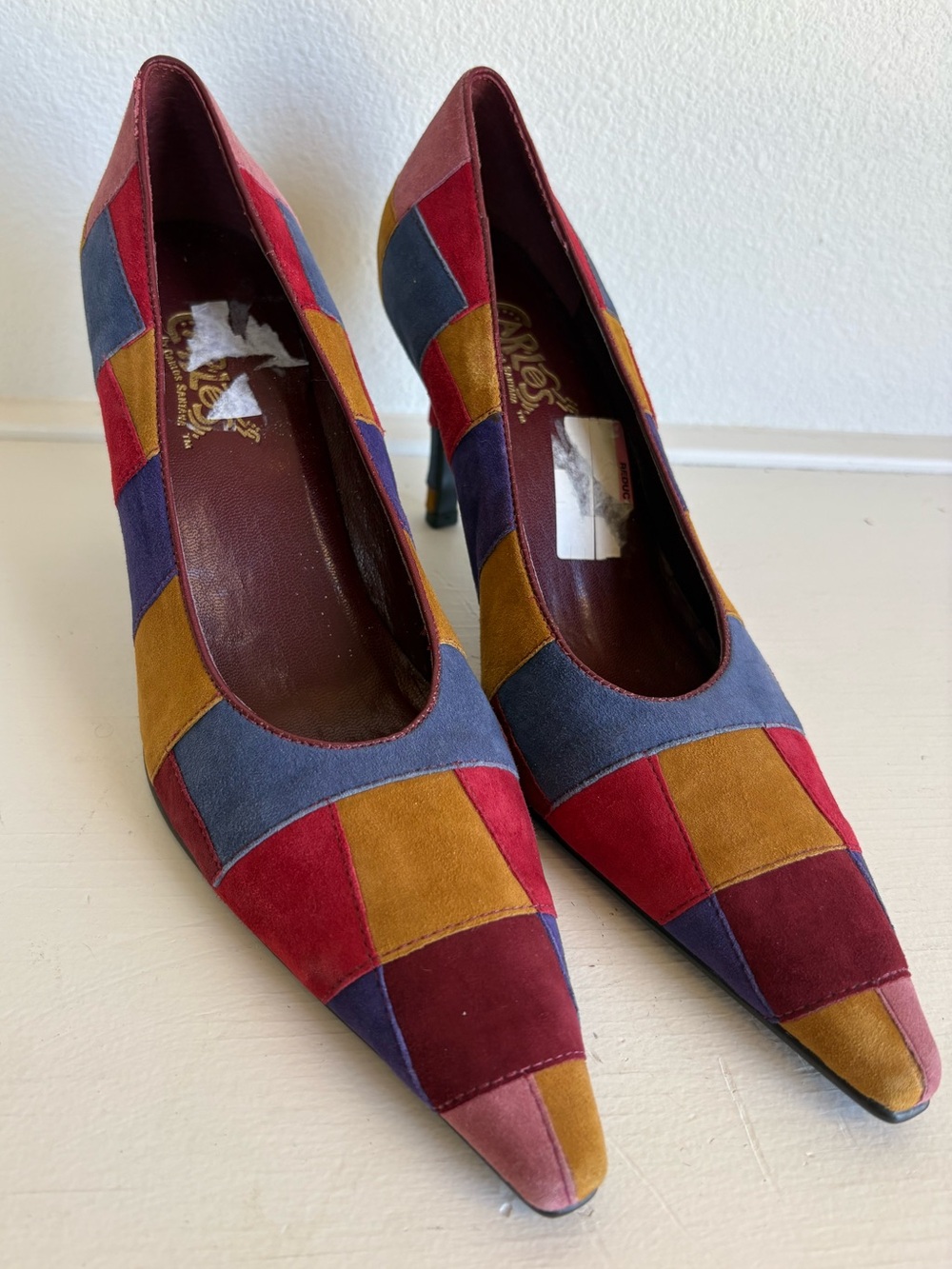 Carlos Santana Multicolor Patchwork Suede Pointed Toe Pumps 6.5